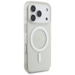 Etui Guess IML Glitter Pearl Strap MagSafe do Apple iPhone 17 Pro Max przezroczysty
