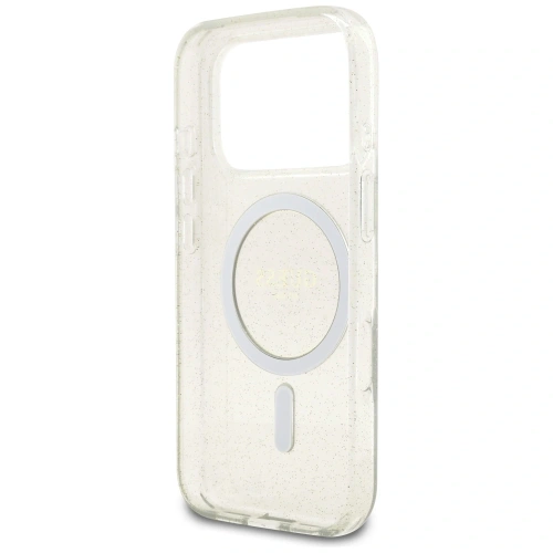 Etui Guess IML Glitter Pearl Strap MagSafe do Apple iPhone 17 Pro Max przezroczysty