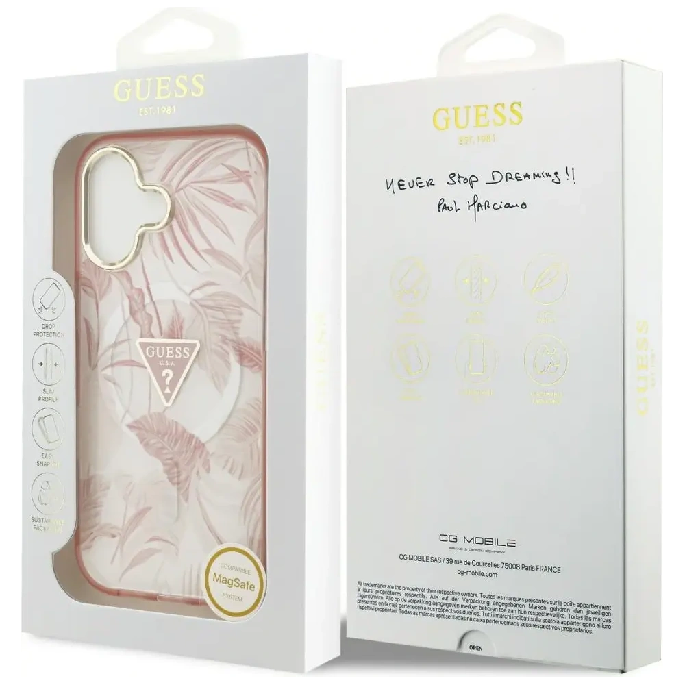 Etui Guess Jungle Tonal Triangle MagSafe do Apple iPhone 17 różowy