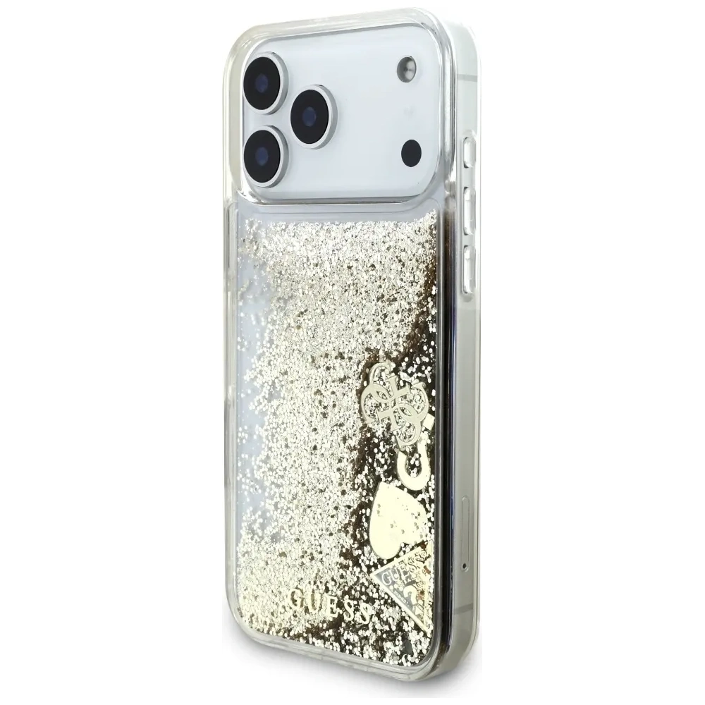 Etui Guess Liq. Glitter 4 Charms do Apple iPhone 17 Pro Max złoty