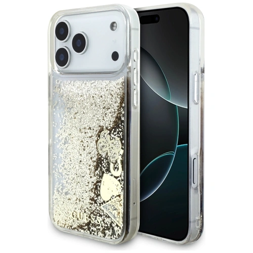 Etui Guess Liq. Glitter 4 Charms do Apple iPhone 17 Pro złoty