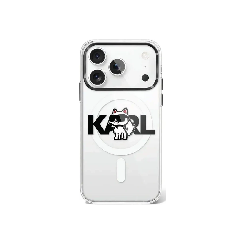 Etui Karl Lagerfeld IML Choupette Sketch Logo MagSafe do Apple iPhone 17 Pro przezroczysty