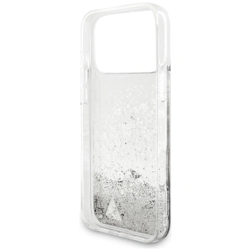 Etui Guess Liq. Glitter Charms do Apple iPhone 17 Pro Max srebrny