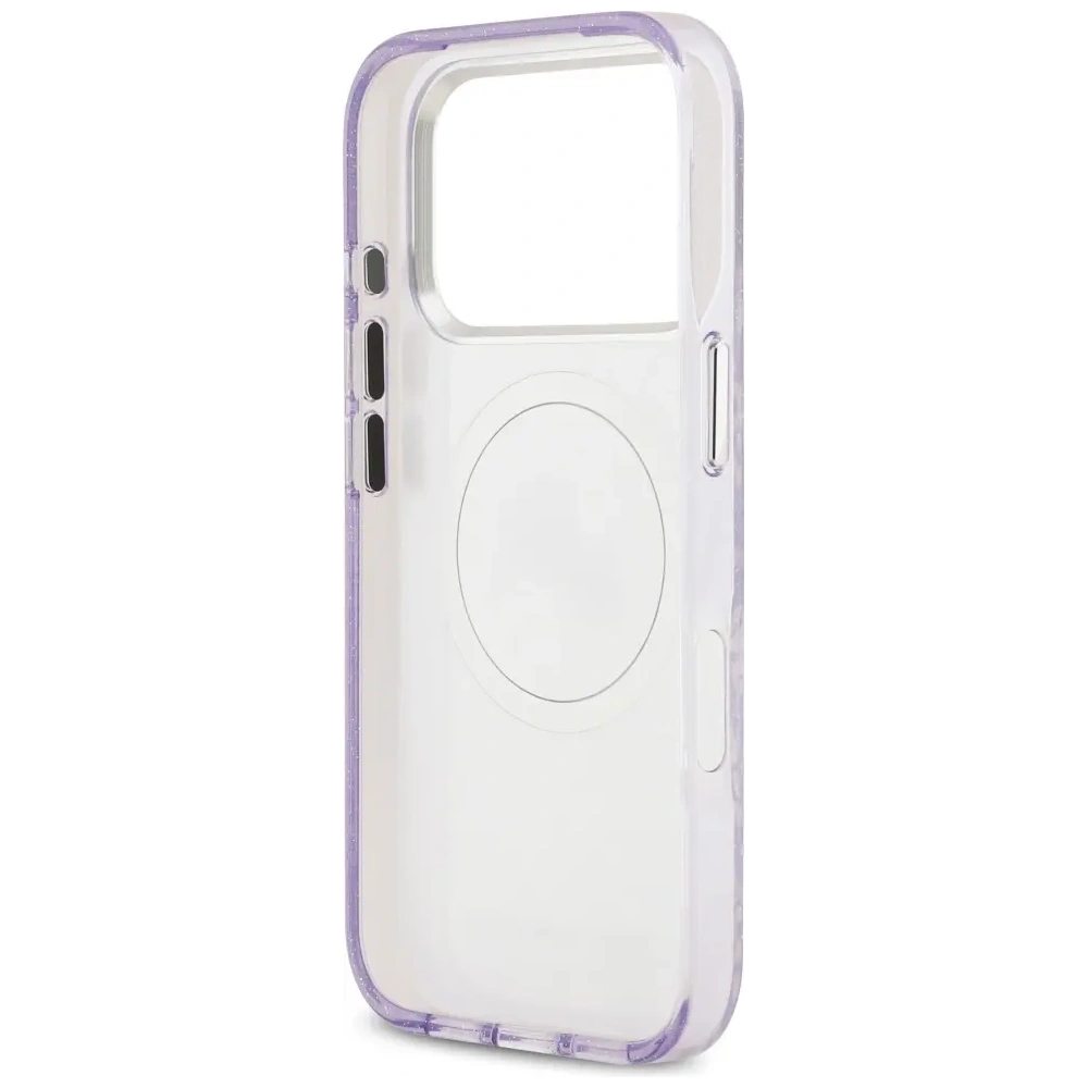 Etui Karl Lagerfeld IML Glitter Karl & Choupette Heads Logo MagSafe do Apple iPhone 17 Pro fioletowy