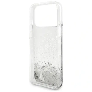 Etui Guess Liq. Glitter Charms do Apple iPhone 17 Pro srebrny