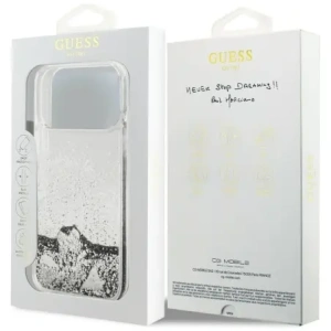 Etui Guess Liq. Glitter Charms do Apple iPhone 17 Pro srebrny