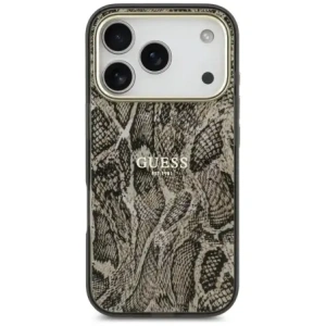 Etui Guess Python Pattern MagSafe do Apple iPhone 17 Pro brązowy