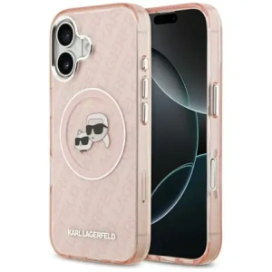 Etui Karl Lagerfeld IML Glitter Karl & Choupette Heads Logo MagSafe do Apple iPhone 17 różowy