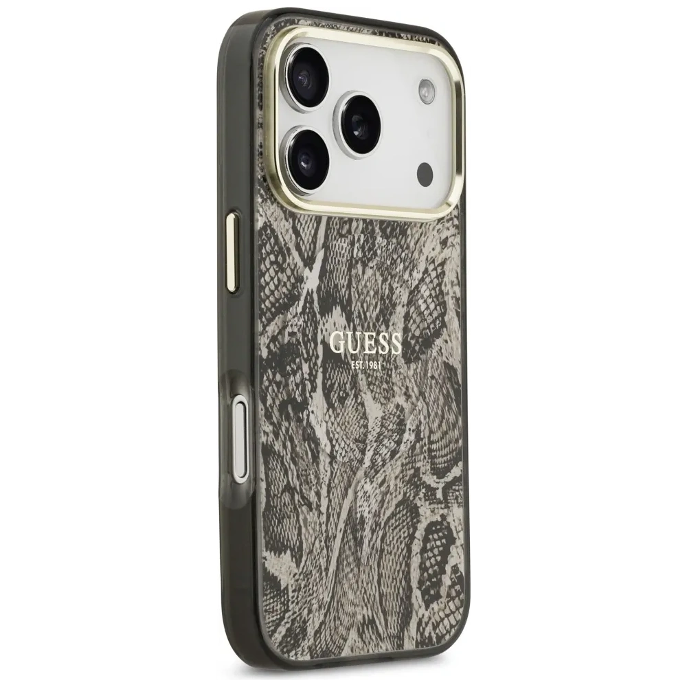 Etui Guess Python Pattern MagSafe do Apple iPhone 17 Pro brązowy