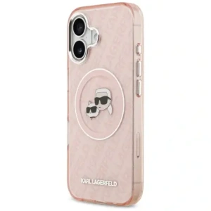 Etui Karl Lagerfeld IML Glitter Karl & Choupette Heads Logo MagSafe do Apple iPhone 17 różowy