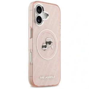 Etui Karl Lagerfeld IML Glitter Karl & Choupette Heads Logo MagSafe do Apple iPhone 17 różowy