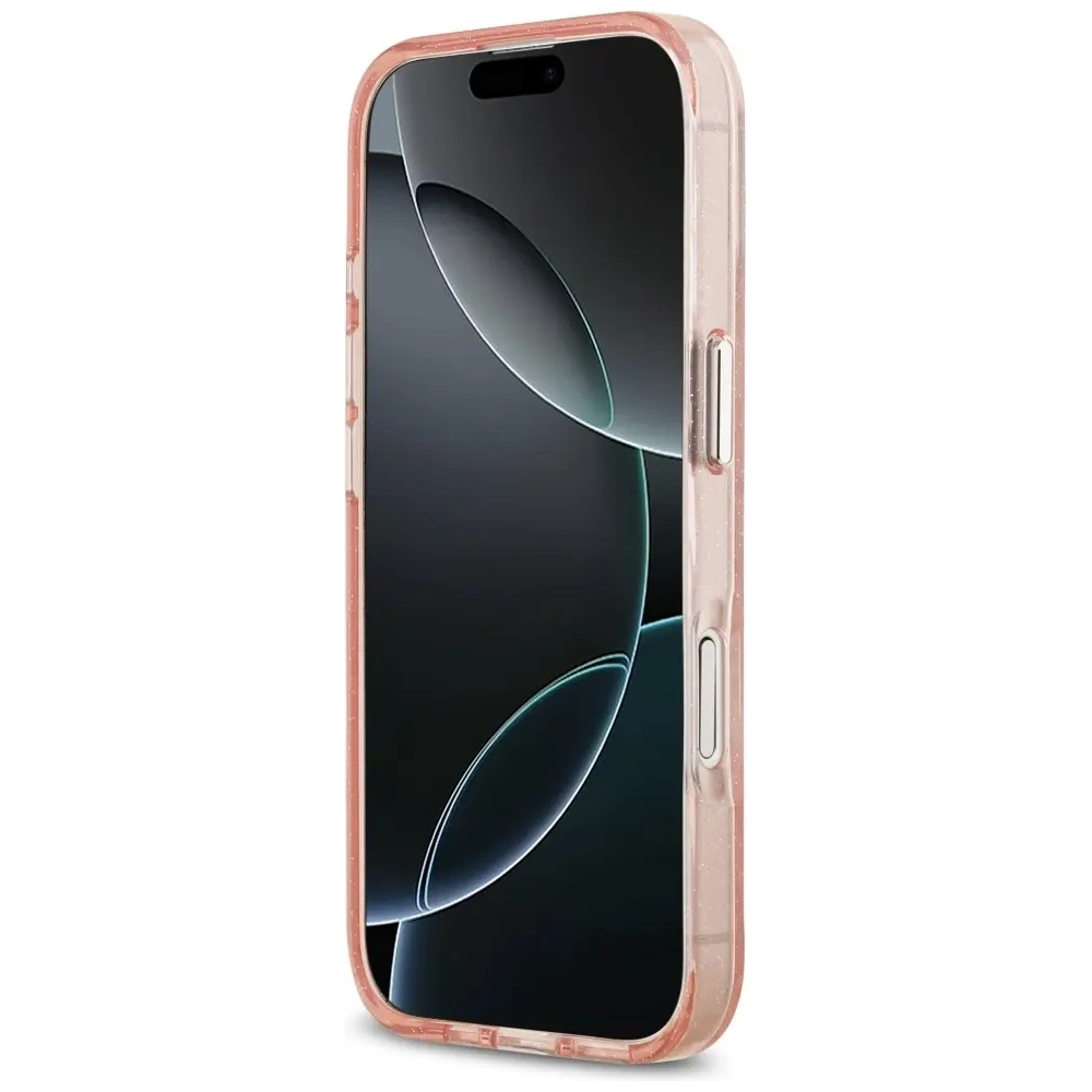 Etui Karl Lagerfeld IML Glitter Karl & Choupette Heads Logo MagSafe do Apple iPhone 17 różowy