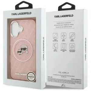 Etui Karl Lagerfeld IML Glitter Karl & Choupette Heads Logo MagSafe do Apple iPhone 17 różowy