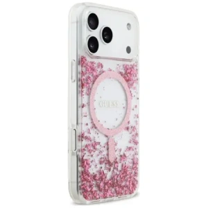 Etui Guess Resin Bottom Glitter MagSafe do Apple iPhone 17 Pro Max różowy