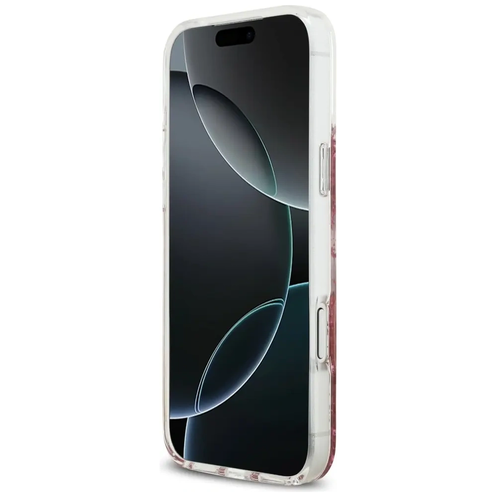 Etui Guess Resin Bottom Glitter MagSafe do Apple iPhone 17 Pro Max różowy