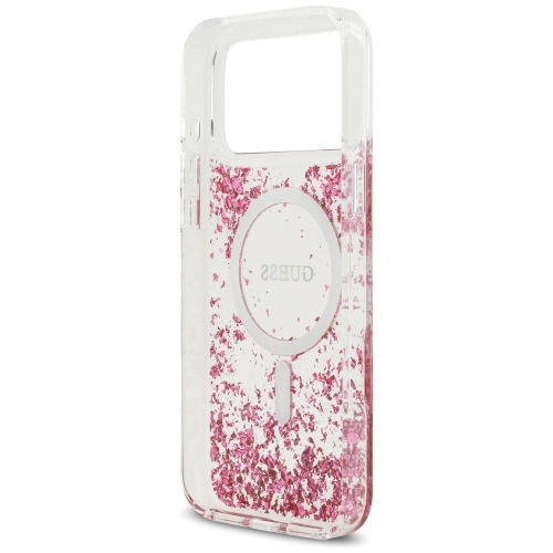 Etui Guess Resin Bottom Glitter MagSafe do Apple iPhone 17 Pro Max różowy