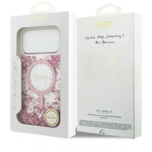 Etui Guess Resin Bottom Glitter MagSafe do Apple iPhone 17 Pro Max różowy