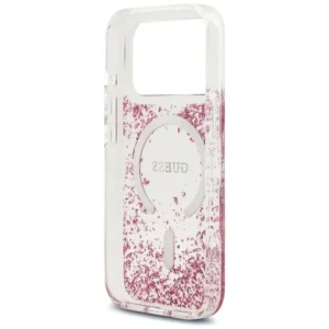 Etui Guess Resin Bottom Glitter MagSafe do Apple iPhone 17 Pro różowy