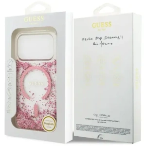 Etui Guess Resin Bottom Glitter MagSafe do Apple iPhone 17 Pro różowy