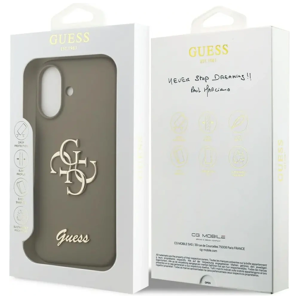 Etui Guess Silicone Big 4G Script do Apple iPhone 17 brązowy