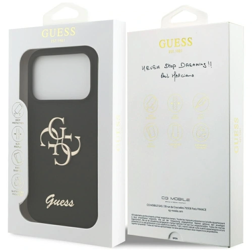Etui Guess Silicone Big 4G Script do Apple iPhone 17 Pro czarny