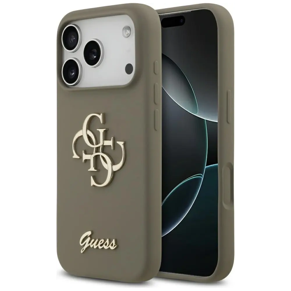 Etui Guess Silicone Big 4G Script do Apple iPhone 17 Pro Max brązowy