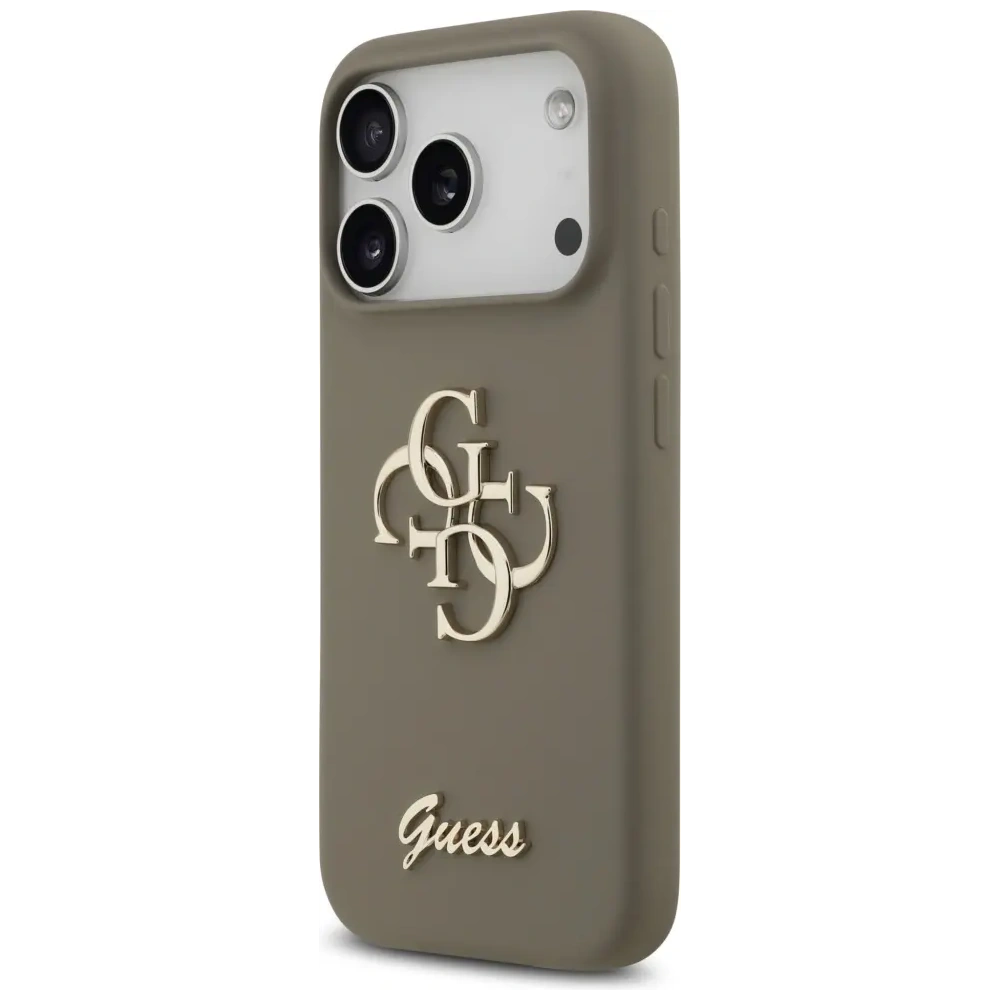 Etui Guess Silicone Big 4G Script do Apple iPhone 17 Pro Max brązowy