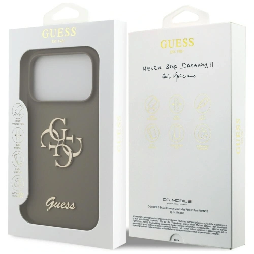 Etui Guess Silicone Big 4G Script do Apple iPhone 17 Pro Max brązowy