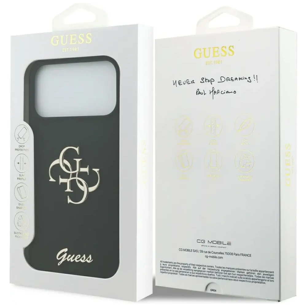 Etui Guess Silicone Big 4G Script do Apple iPhone 17 Pro Max czarny