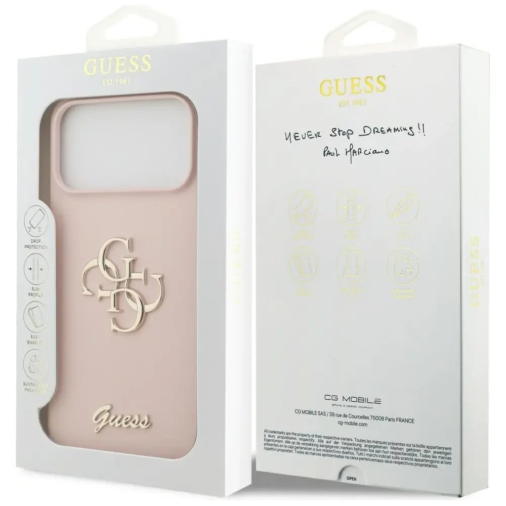 Etui Guess Silicone Big 4G Script do Apple iPhone 17 Pro Max różowy