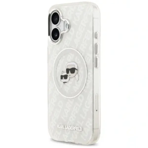 Etui Karl Lagerfeld IML Glitter Karl & Choupette Heads Logo MagSafe do Apple iPhone 17 szary
