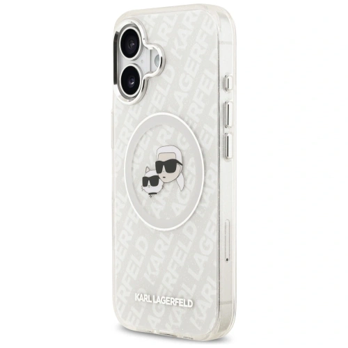 Etui Karl Lagerfeld IML Glitter Karl & Choupette Heads Logo MagSafe do Apple iPhone 17 szary