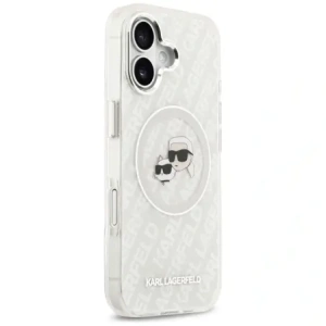 Etui Karl Lagerfeld IML Glitter Karl & Choupette Heads Logo MagSafe do Apple iPhone 17 szary