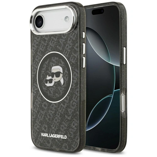 Etui Karl Lagerfeld IML Glitter Karl & Choupette Heads Logo MagSafe do Apple iPhone Air czarny