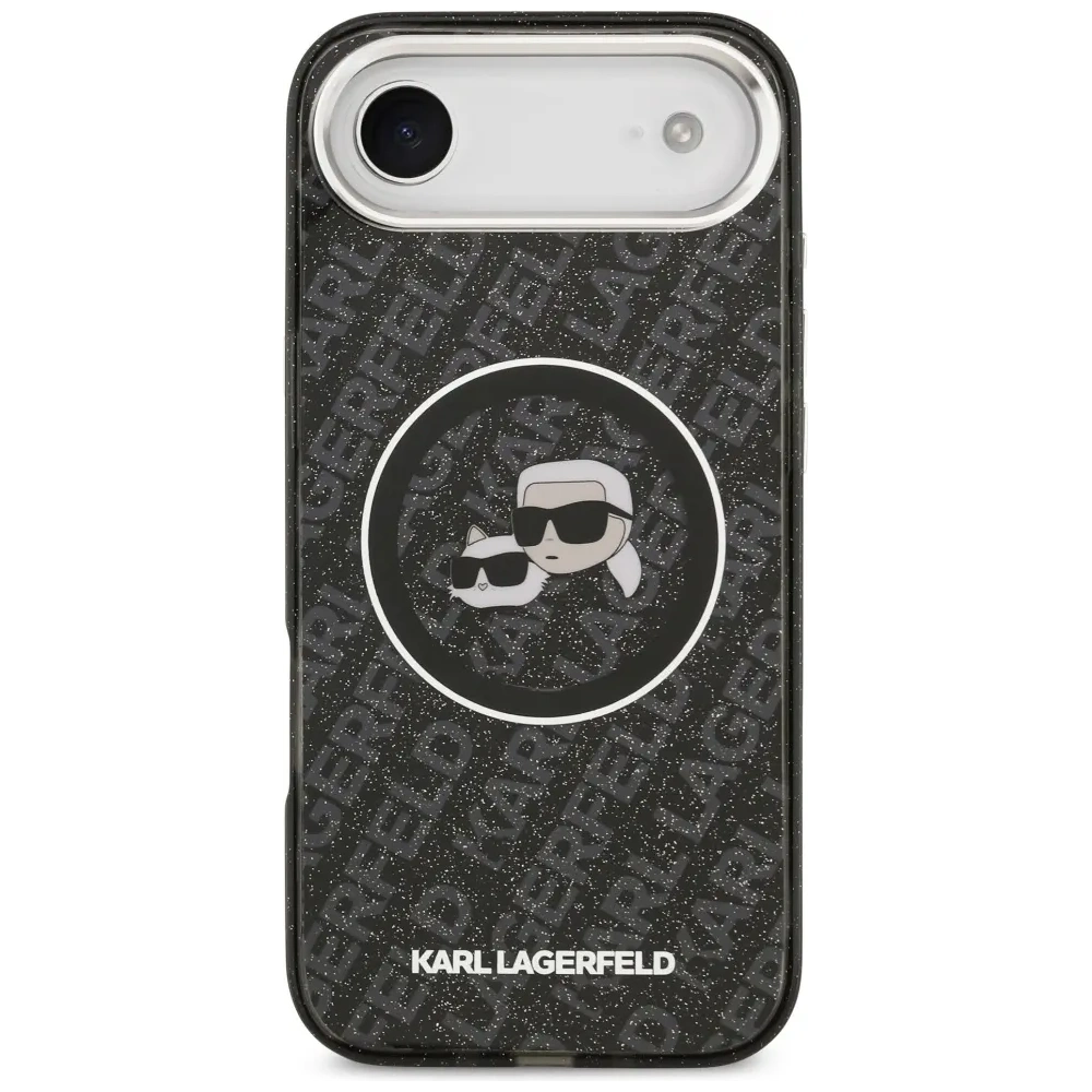 Etui Karl Lagerfeld IML Glitter Karl & Choupette Heads Logo MagSafe do Apple iPhone Air czarny