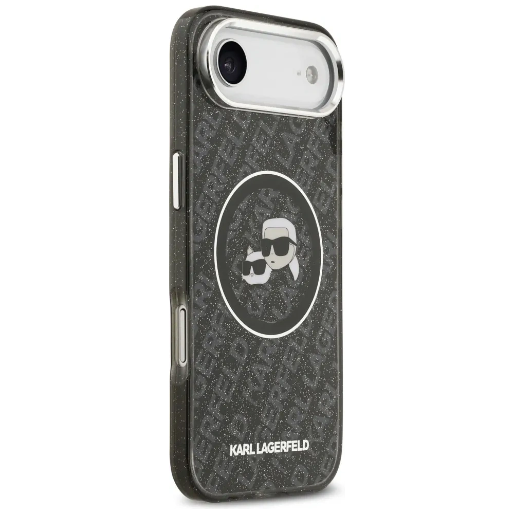 Etui Karl Lagerfeld IML Glitter Karl & Choupette Heads Logo MagSafe do Apple iPhone Air czarny
