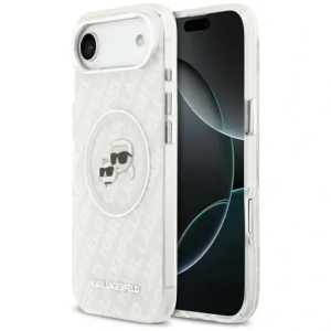 Etui Karl Lagerfeld IML Glitter Karl & Choupette Heads Logo MagSafe do Apple iPhone Air szary