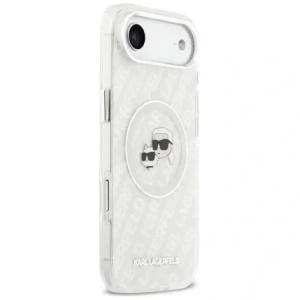 Etui Karl Lagerfeld IML Glitter Karl & Choupette Heads Logo MagSafe do Apple iPhone Air szary