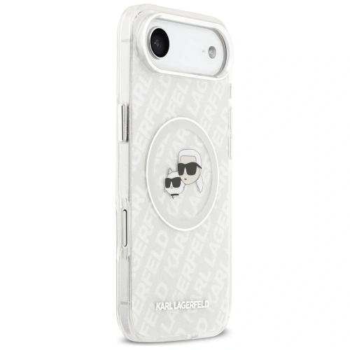 Etui Karl Lagerfeld IML Glitter Karl & Choupette Heads Logo MagSafe do Apple iPhone Air szary