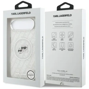 Etui Karl Lagerfeld IML Glitter Karl & Choupette Heads Logo MagSafe do Apple iPhone Air szary