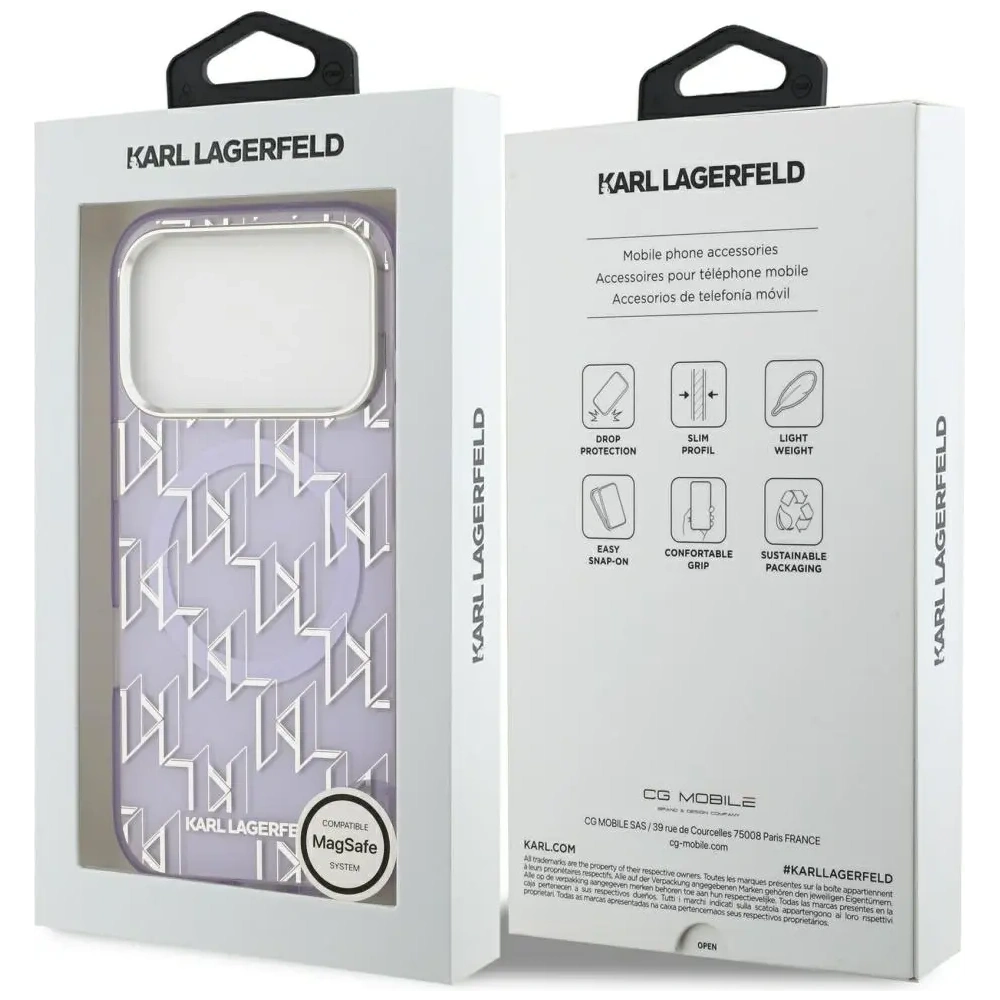 Etui Karl Lagerfeld IML KL Monogram MagSafe do Apple iPhone 17 Pro fioletowy