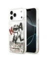 Etui Karl Lagerfeld Liquid Glitter Choupette Logo MagSafe do Apple iPhone 17 Pro Max przezroczysty