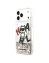 Etui Karl Lagerfeld Liquid Glitter Choupette Logo MagSafe do Apple iPhone 17 Pro Max przezroczysty