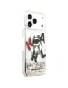 Etui Karl Lagerfeld Liquid Glitter Choupette Logo MagSafe do Apple iPhone 17 Pro Max przezroczysty