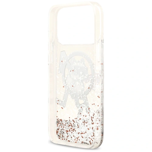 Etui Karl Lagerfeld Liquid Glitter Choupette Logo MagSafe do Apple iPhone 17 Pro Max przezroczysty
