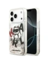 Etui Karl Lagerfeld Liquid Glitter Choupette Logo MagSafe do Apple iPhone 17 Pro przezroczysty