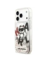 Etui Karl Lagerfeld Liquid Glitter Choupette Logo MagSafe do Apple iPhone 17 Pro przezroczysty