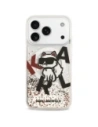 Etui Karl Lagerfeld Liquid Glitter Choupette Logo MagSafe do Apple iPhone 17 Pro przezroczysty