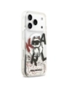 Etui Karl Lagerfeld Liquid Glitter Choupette Logo MagSafe do Apple iPhone 17 Pro przezroczysty
