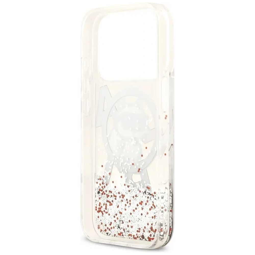 Etui Karl Lagerfeld Liquid Glitter Choupette Logo MagSafe do Apple iPhone 17 Pro przezroczysty